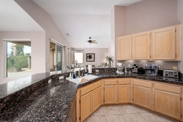 a large kitchen with lots of counter top space