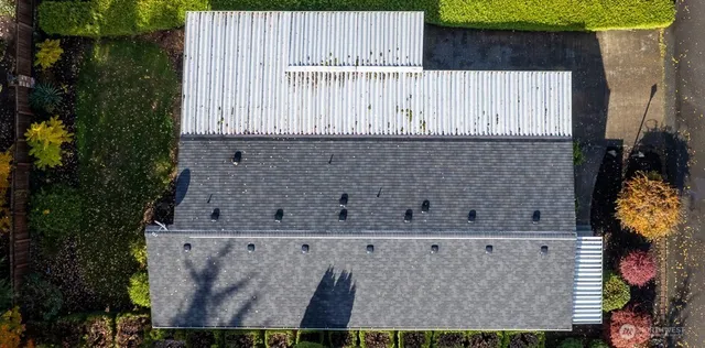 an aerial view of a house