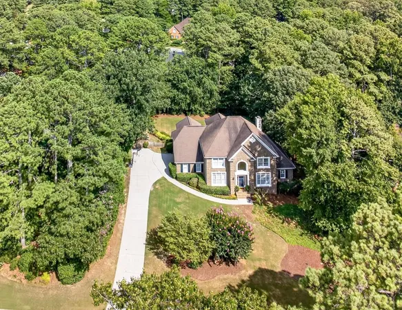 an aerial view of a house