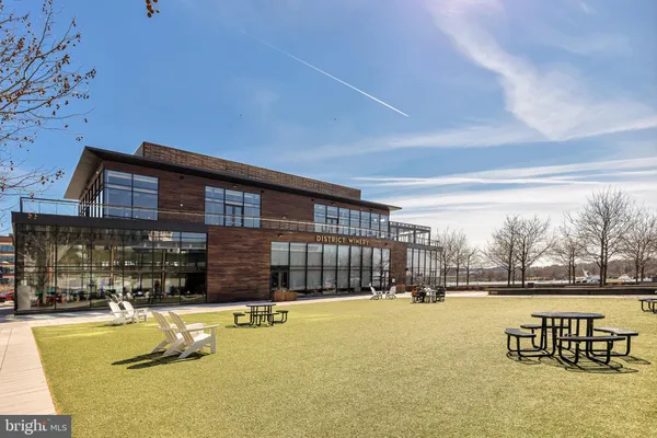 a view of a building with a door and windows