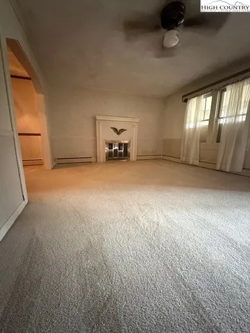 an empty room with windows