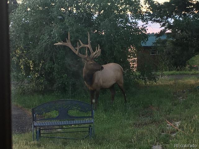 a swimming pool with outdoor seating and yard
