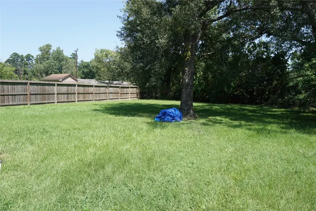 a view of a backyard with a small house