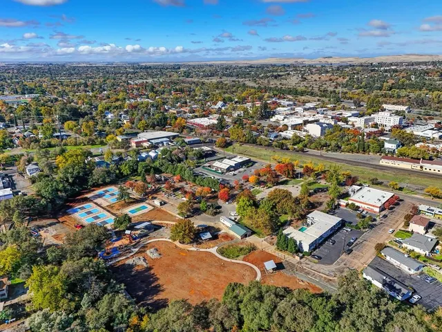 an aerial view of a city