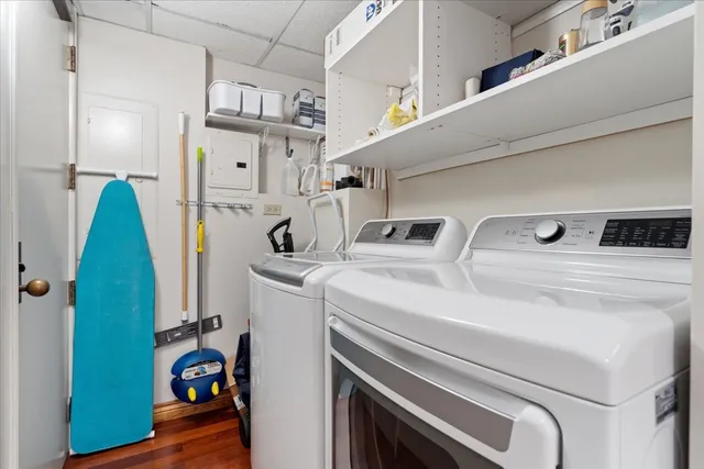 a utility room with dryer and washer