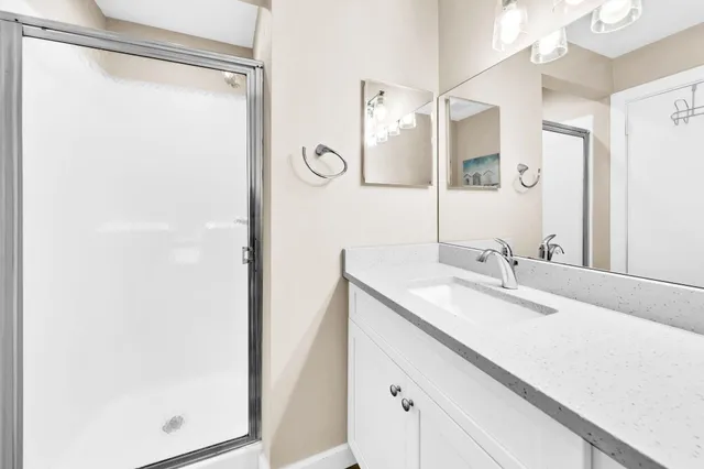 a view of an empty walk in closet