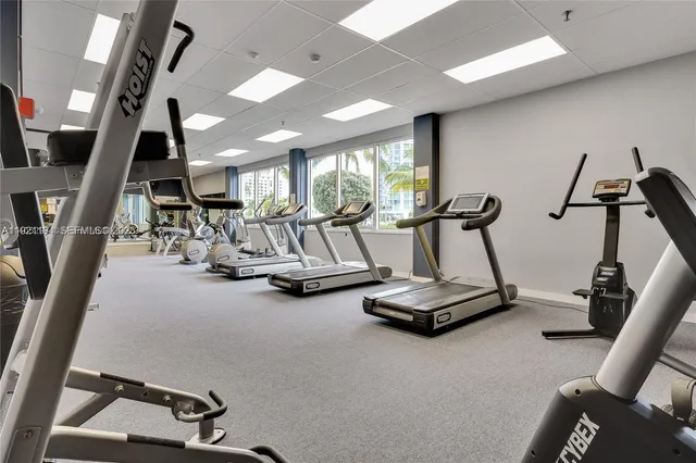 a view of a room with gym equipment