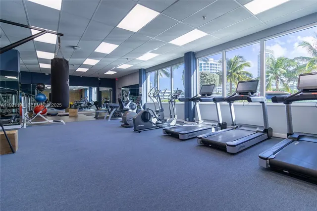 a view of a room with gym equipment