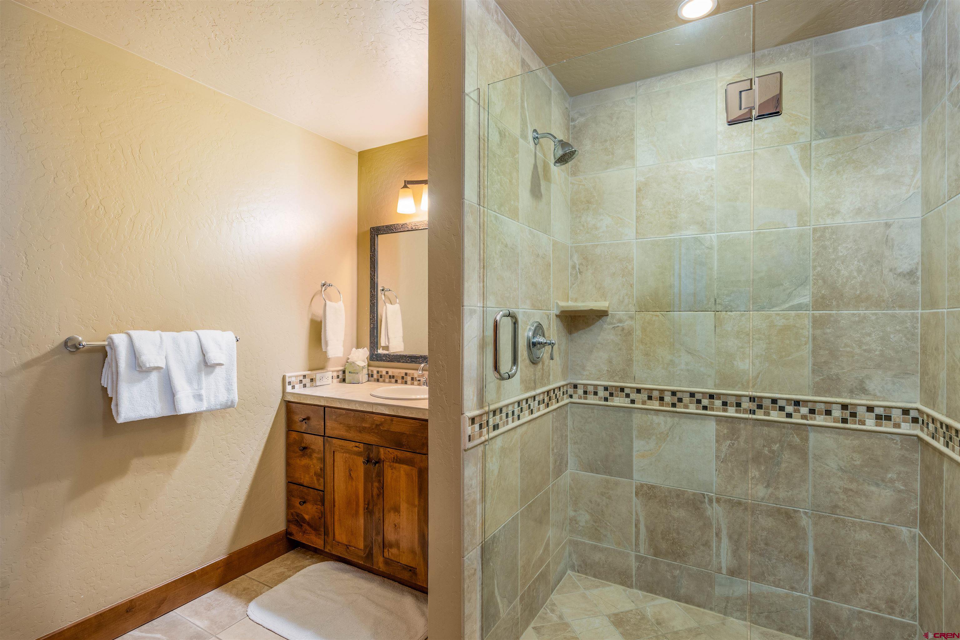 24 Sheol Street, Unit 204 Durango, CO 81301 - Photo 15 of 29 a bathroom with a mirror and a shower