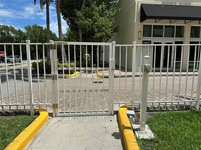 a view of a black gate