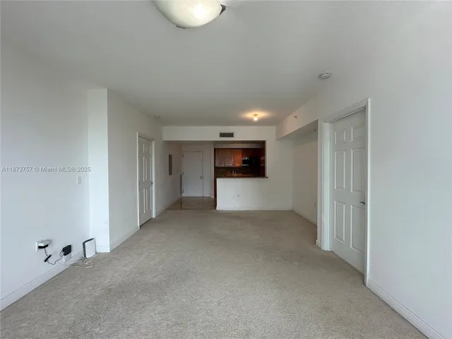 a view of a big room with closet and windows