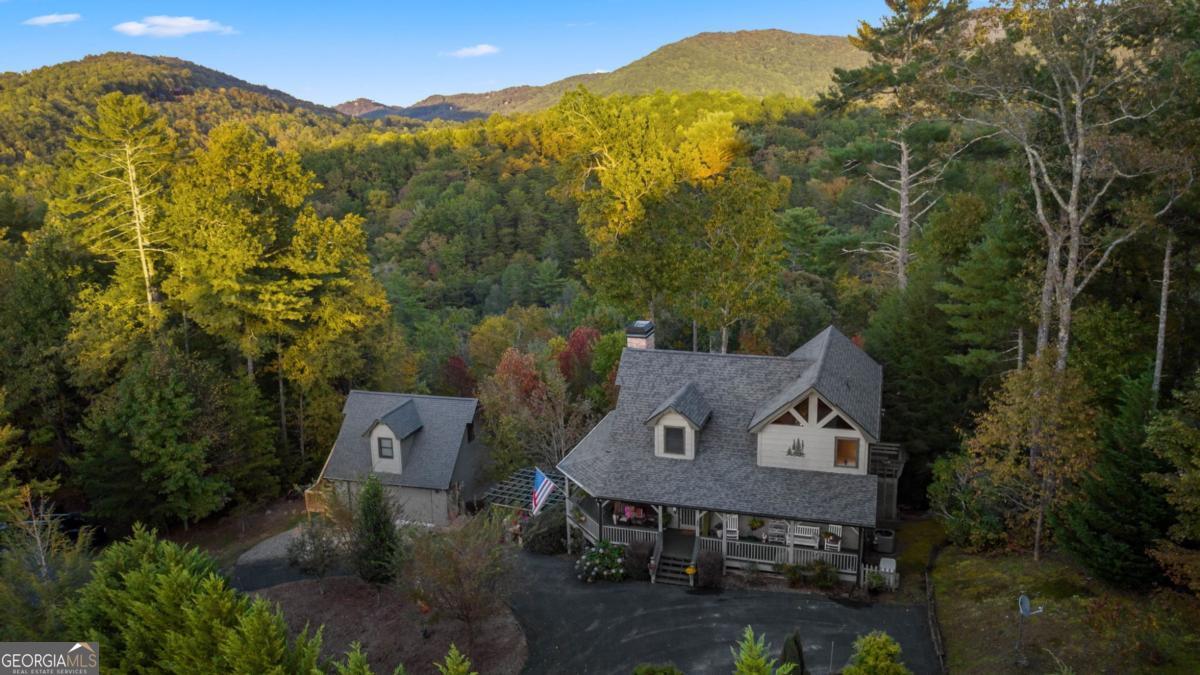 709 Laurel Creek Trail Blue Ridge, GA 30513 - Photo 31 of 87 an aerial view of a house with a mountain