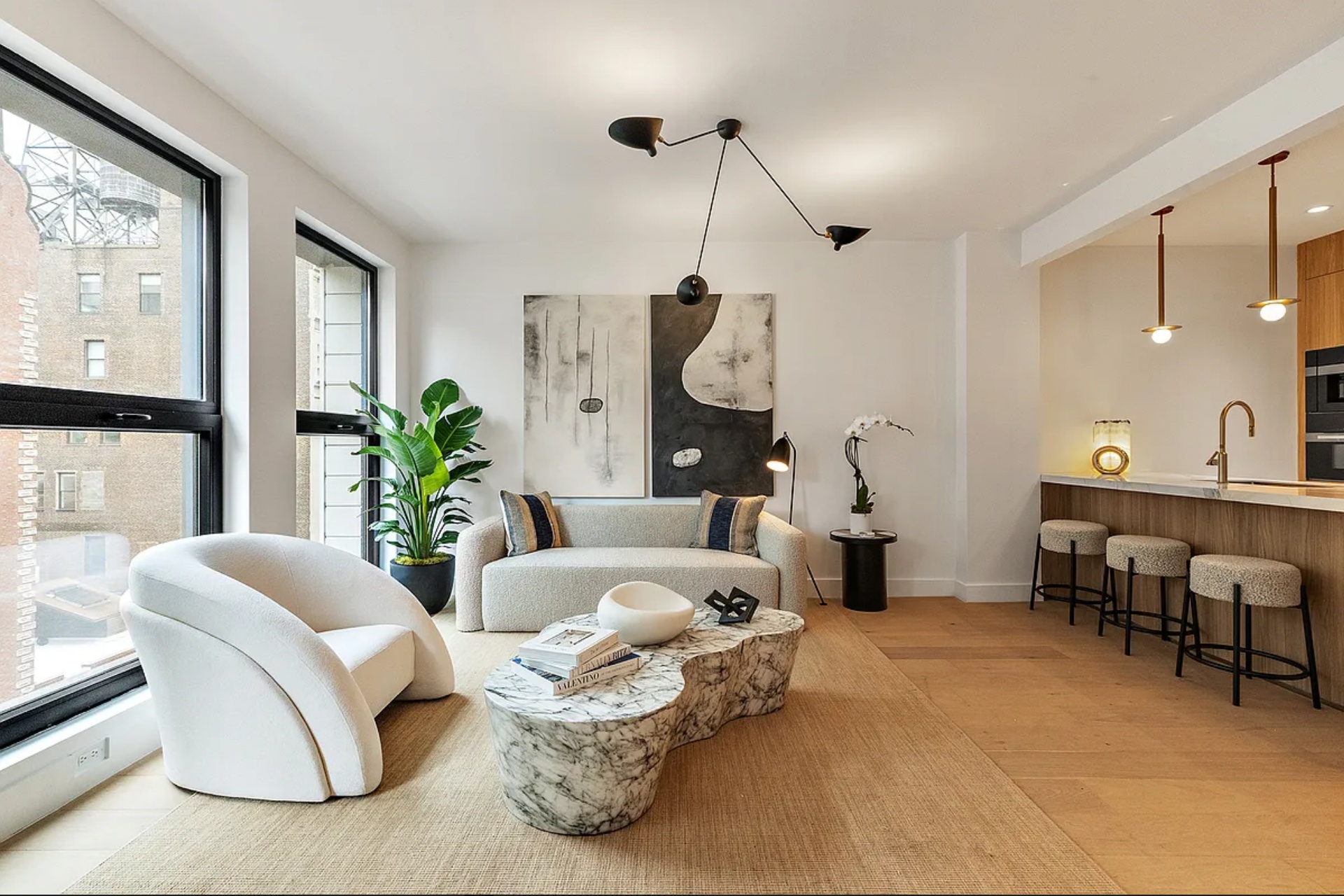 21 West 17th Street, Unit 2 Manhattan, NY 10011 - Photo 2 of 18 a living room with furniture a dining table and a potted plant