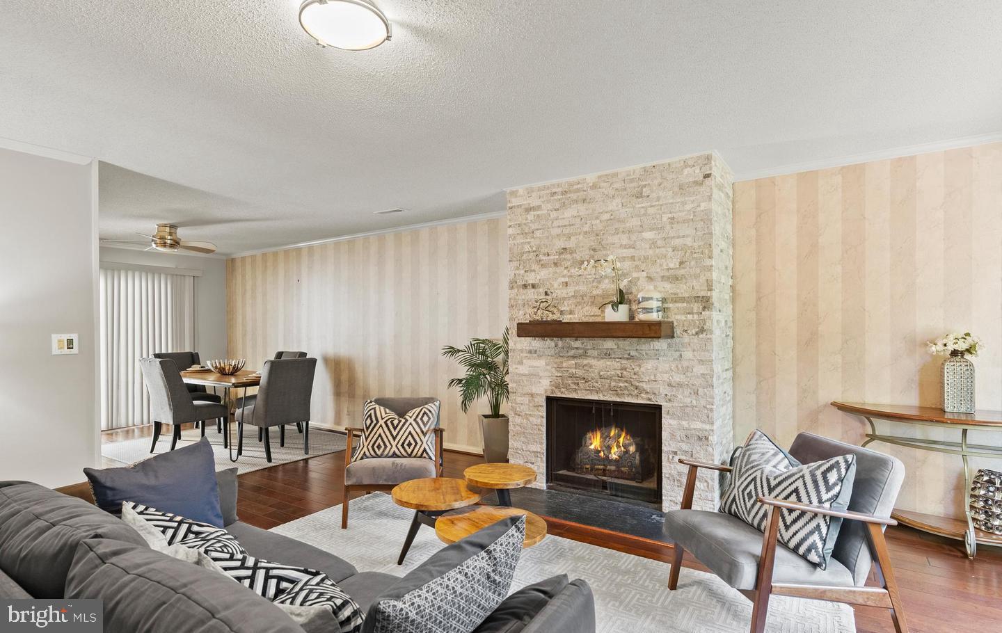 14654 Kelmscot Drive, Unit 236B Silver Spring, MD 20906 - Photo 4 of 27 a living room with furniture and a fireplace
