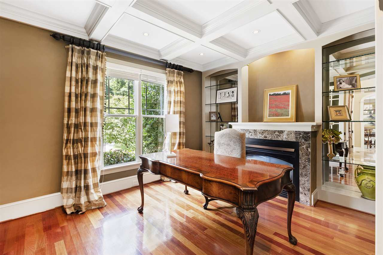 1806 10th Avenue Raleigh, NC 27607 - Photo 11 of 30 Coffered ceiling, fireplace, and Brazilian cherry hardwoods. Privacy in your work space behind closed doors. Home Office
