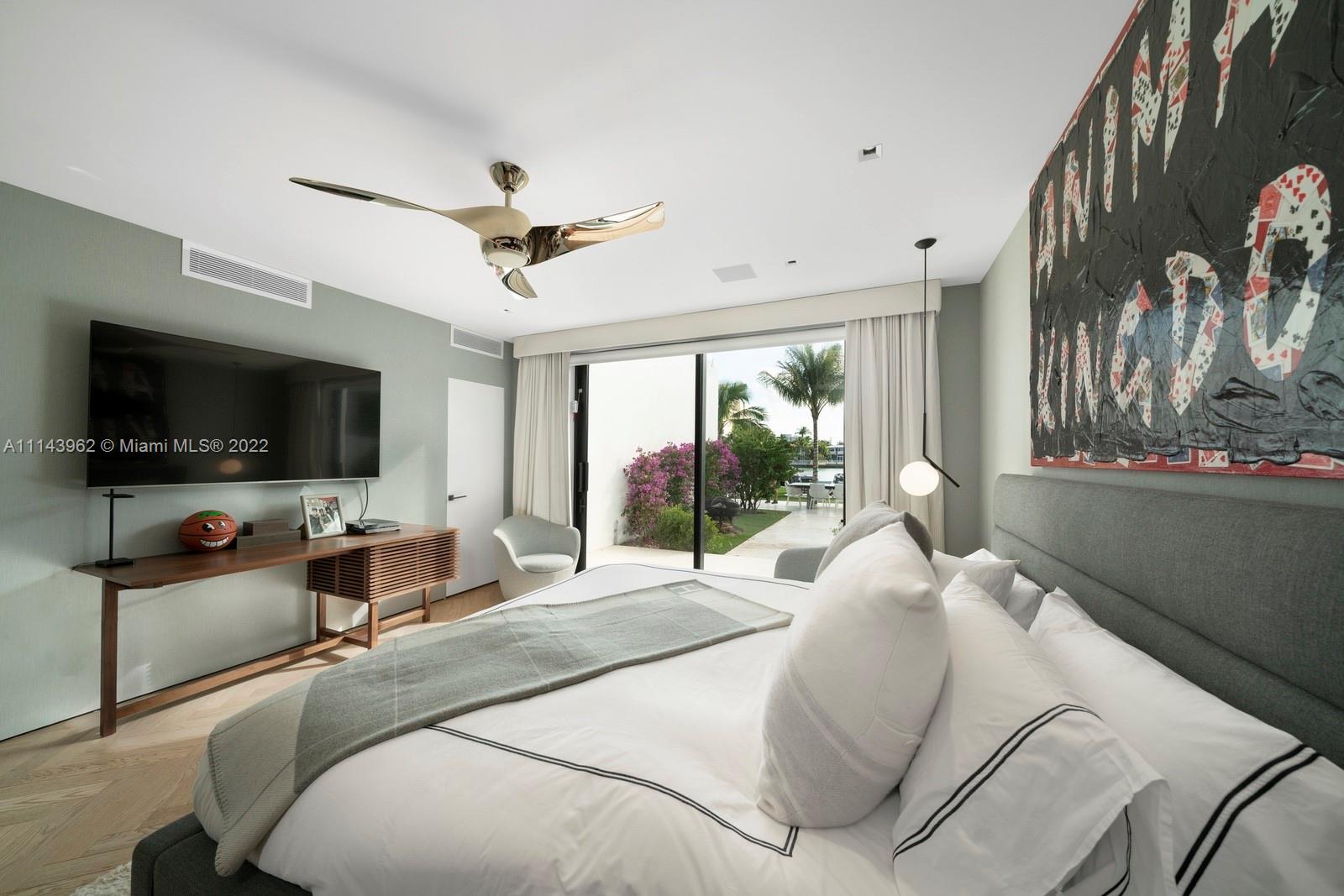 554 Lakeview Drive Miami Beach, FL 33140 - Photo 16 of 20 a bedroom with a bed and a flat screen tv