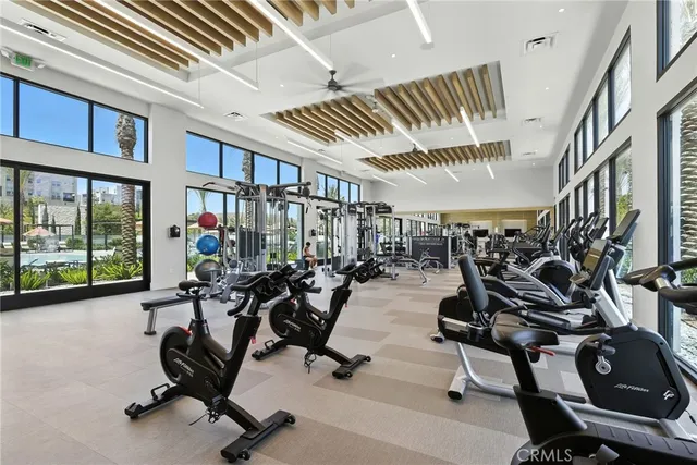 a view of a room with gym equipment