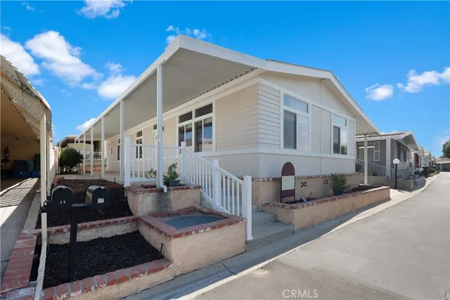 a building outdoor space with patio furniture
