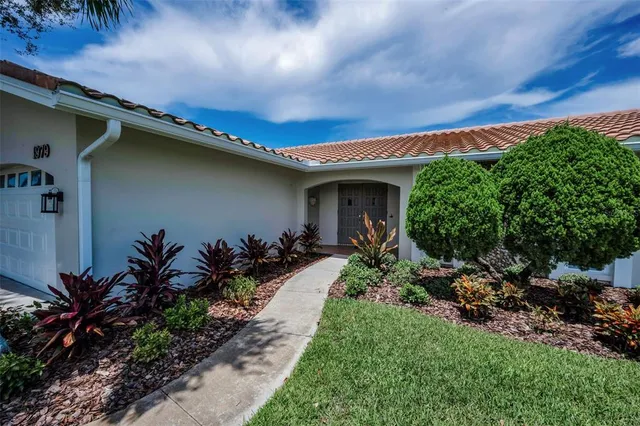 a couple of flower plants in front of house
