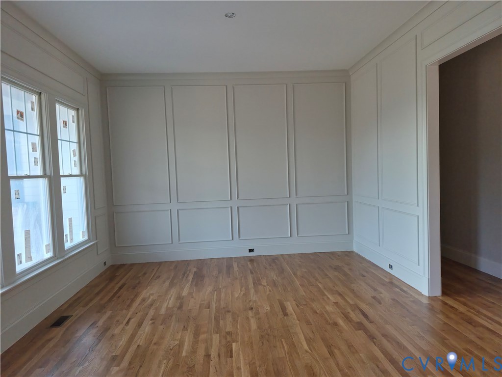 Dining room with custom millwork.