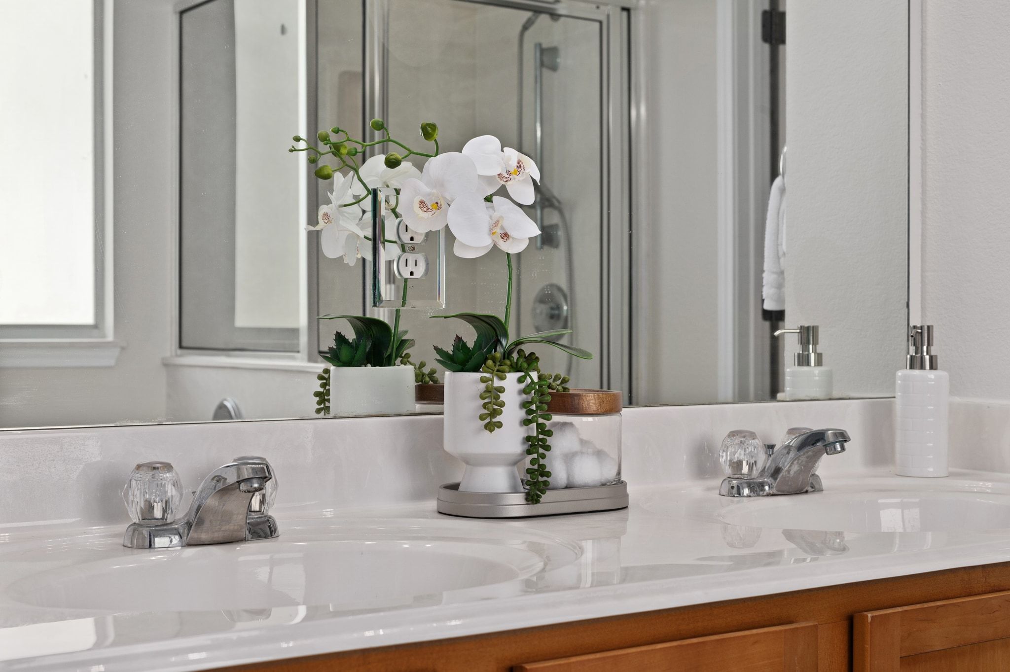 7817 Squirrel Hollow Drive Georgetown, TX 78628 - Photo 20 of 28 a bathroom with a granite countertop sink and a mirror