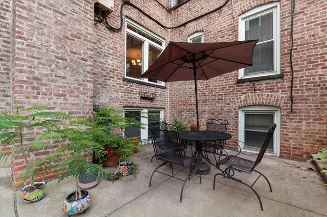 a table and chairs in patio
