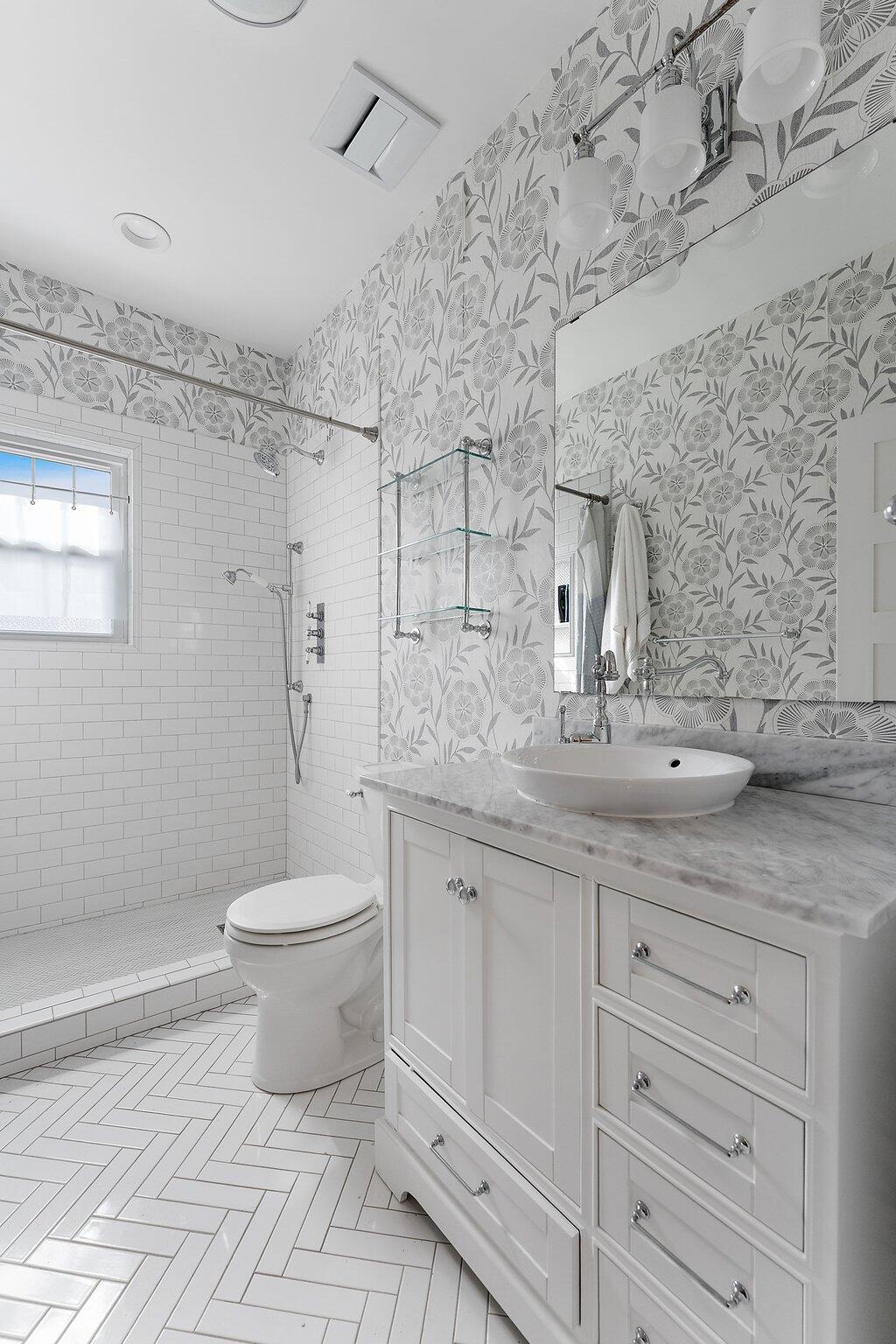 Undisclosed Address Whiting, IN 46394 - Photo 10 of 21 a bathroom with a double vanity sink toilet and shower