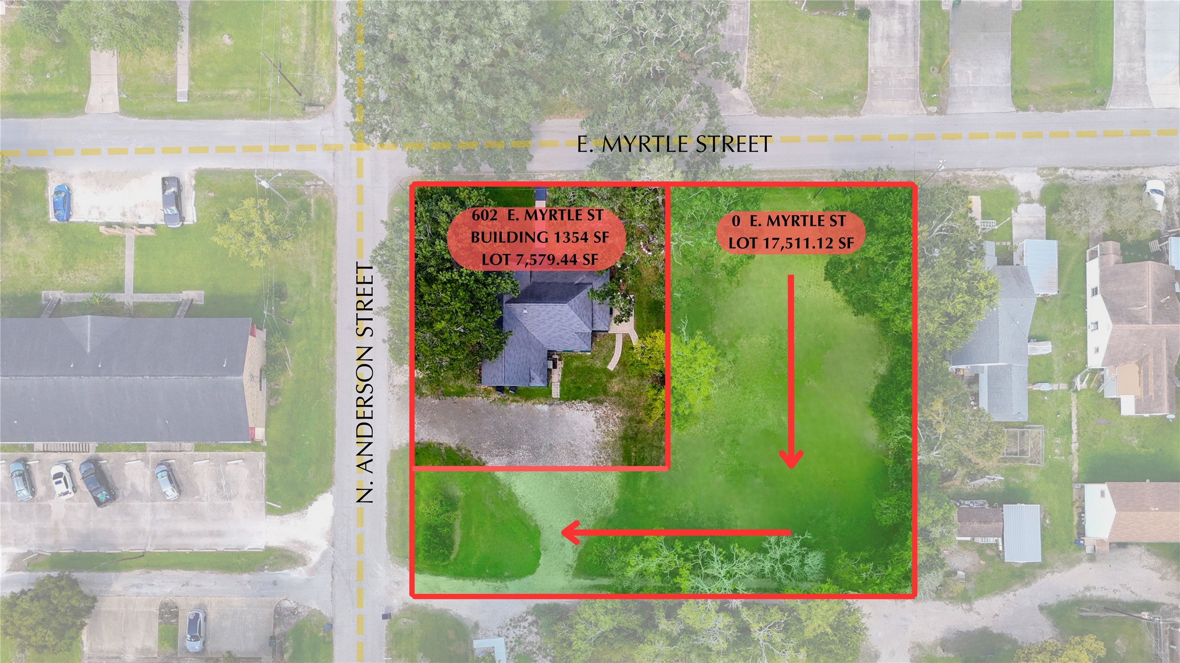 602 East Myrtle Street Angleton, TX 77515 - Photo 2 of 48 Aerial of Property lines