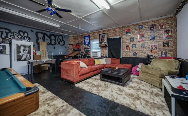 a room with lots of gym equipment