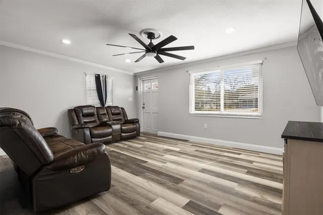 a living room with furniture
