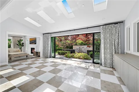 a view of a large room with a large window