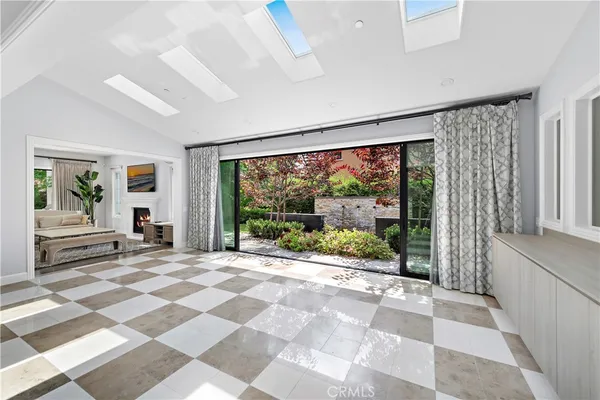 a view of a large room with a large window