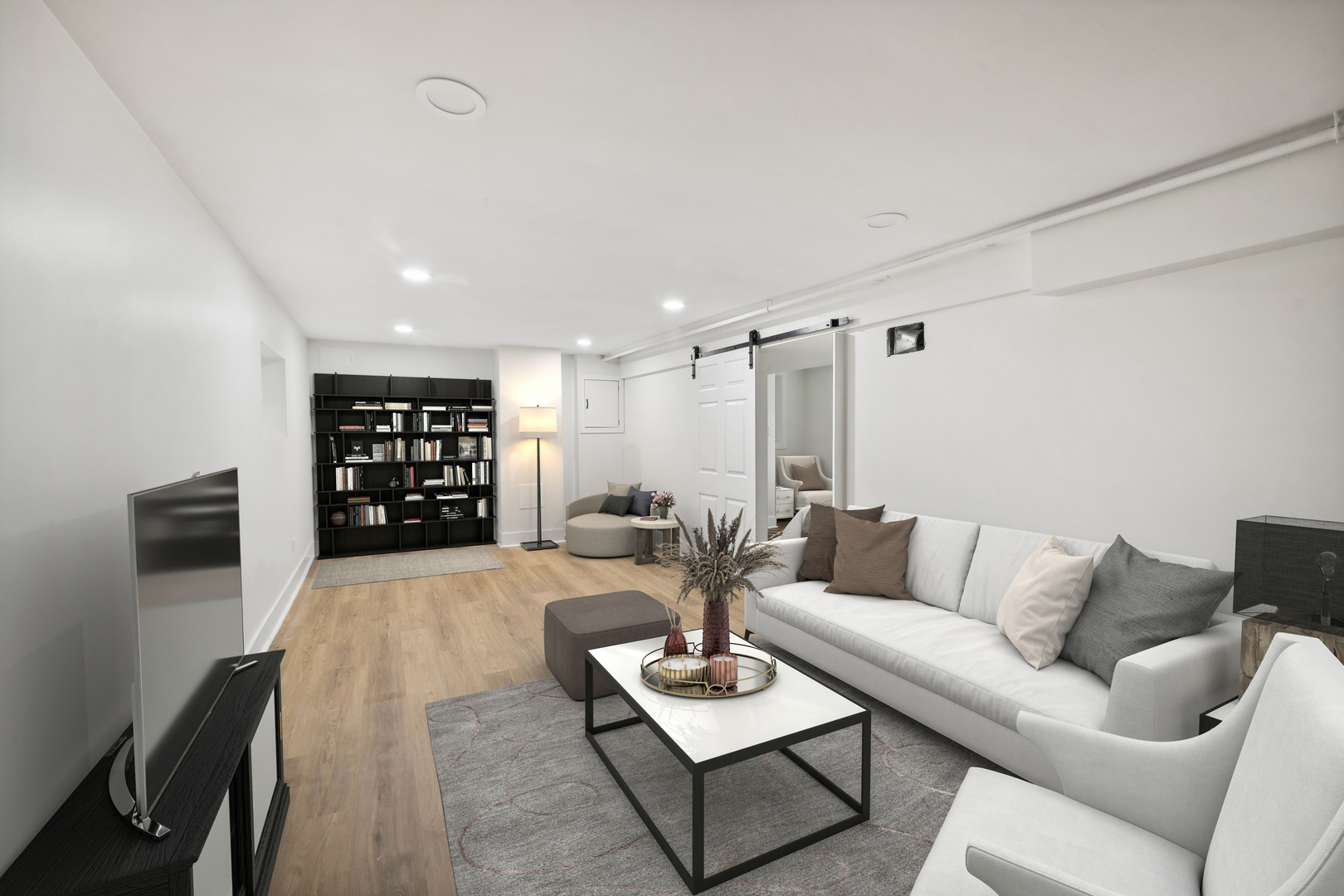 5435 North Lieb Avenue Chicago, IL 60630 - Photo 25 of 29 a living room with furniture and a flat screen tv