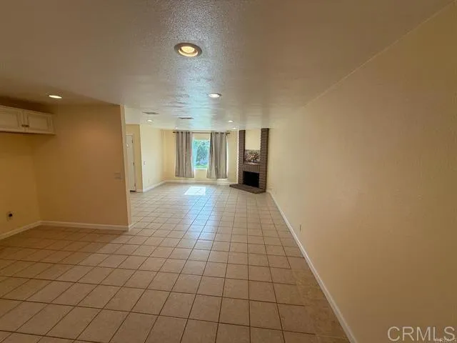 an empty room with a workbench