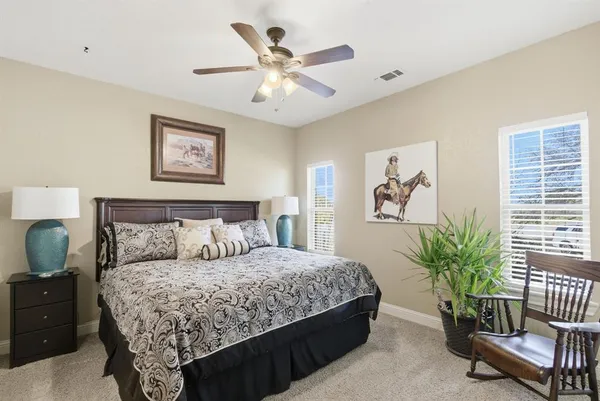a bed room with a bed and a couch