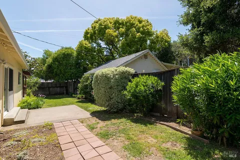 a view of a backyard with plants