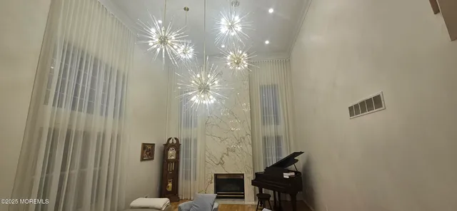 a bathroom with a mirror and a shower