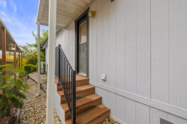 a view of a bench in a yard