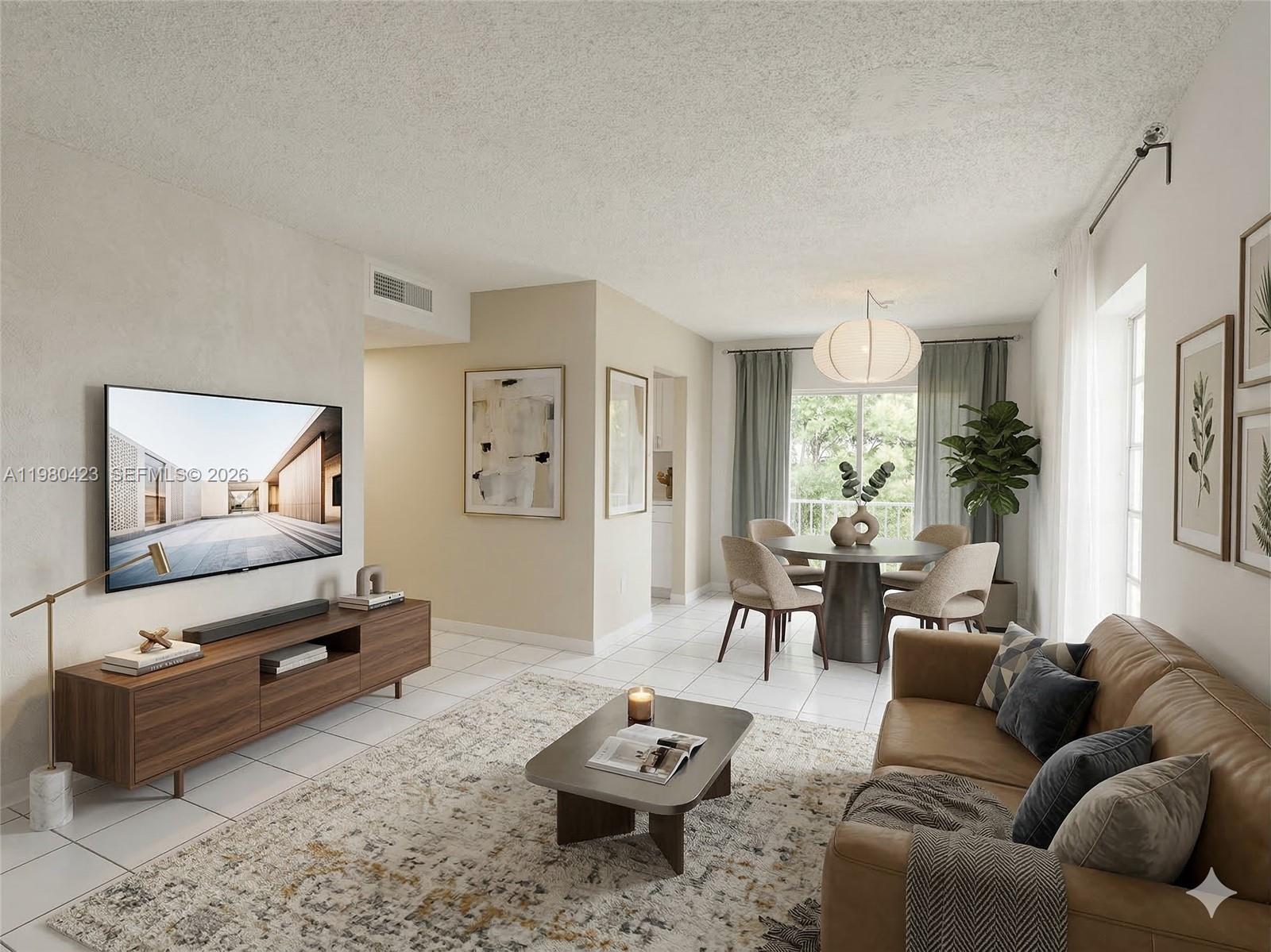 a living room with furniture and a flat screen tv