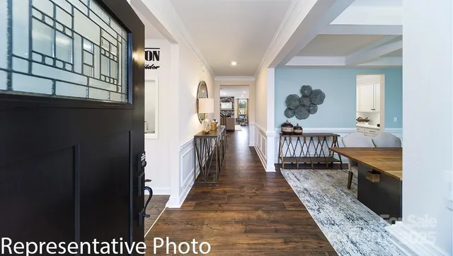 a view of a hallway with a couch