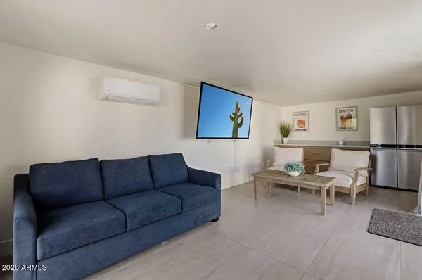 a living room with furniture