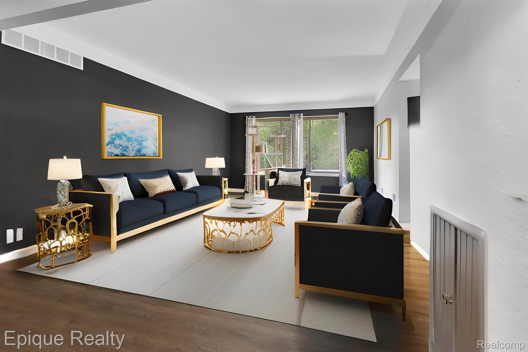 Virtually staged livingroom
