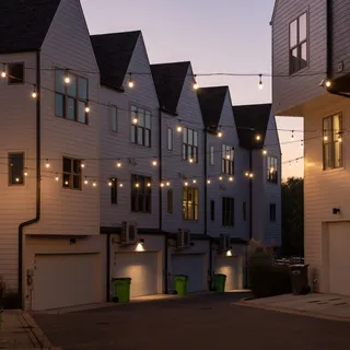 a view of street along with residential houses