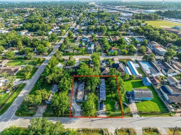an aerial view of multiple house