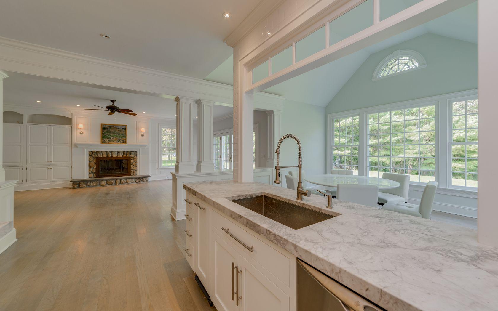 1601 Ponus Ridge Road New Canaan, CT 06840 - Photo 53 of 88 a kitchen with sink and view of living room