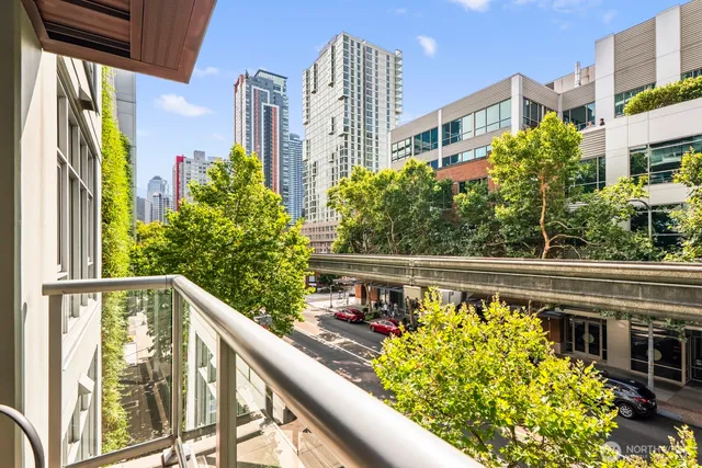 a view of balcony with furniture