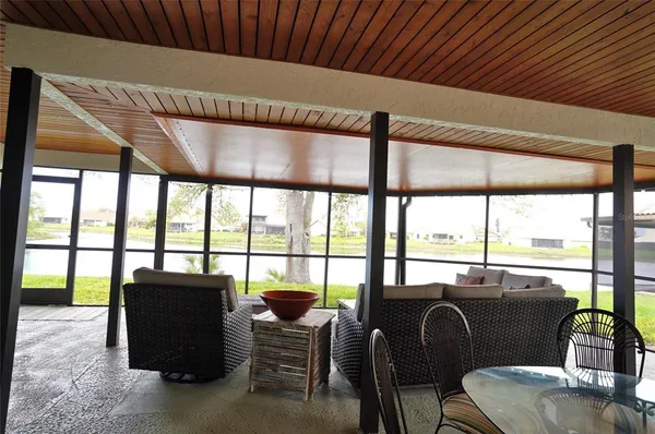 a view of a lake from a yard