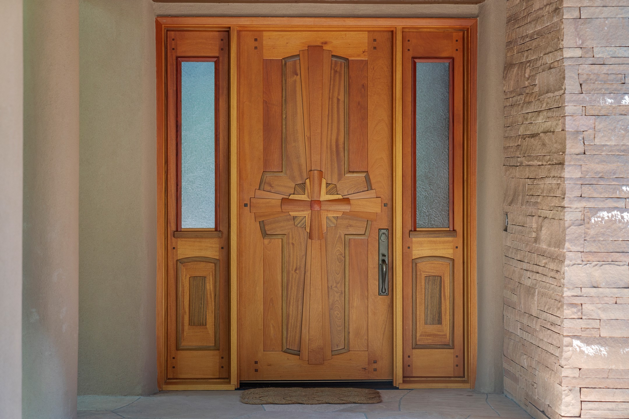 409 Brownell-Howland Road Santa Fe, NM 87501 - Photo 6 of 66 Hand-carved front door