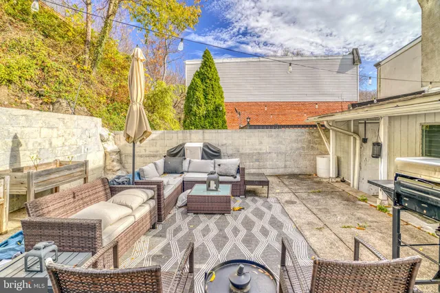 a view of outdoor seating space