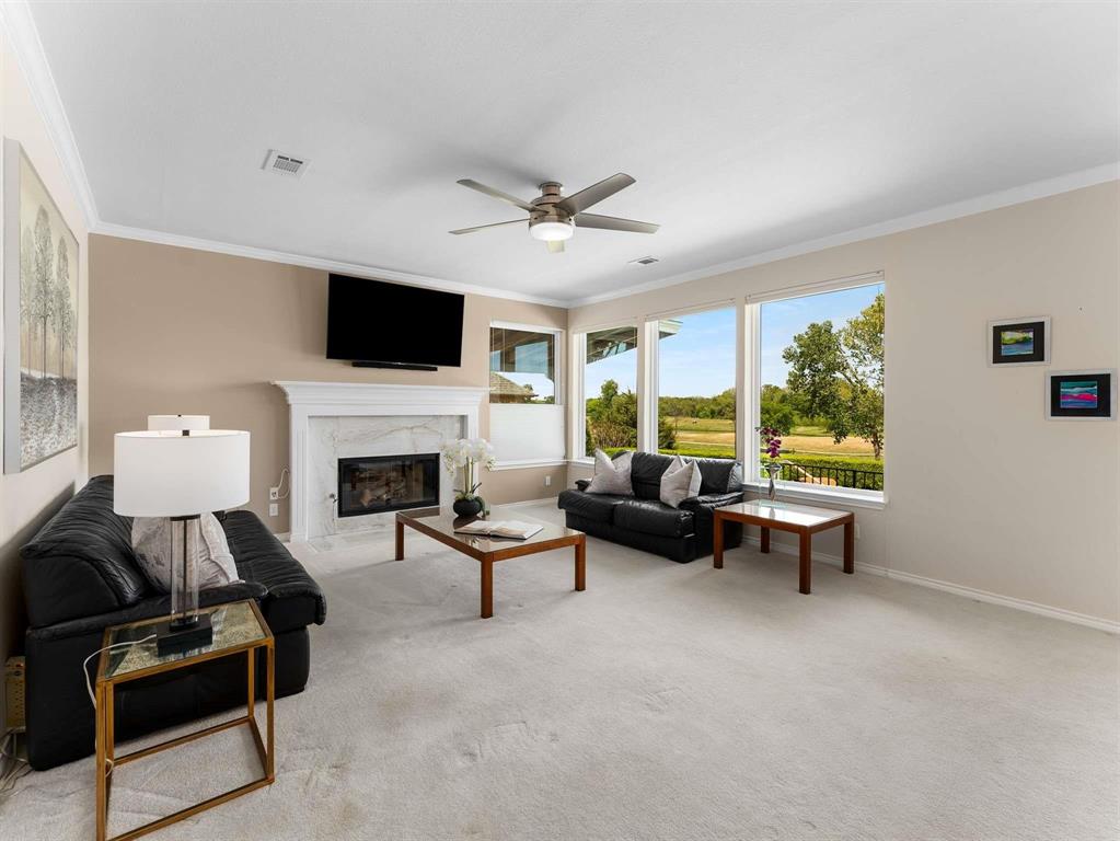 7436 Stoney Point Drive Plano, TX 75025 - Photo 26 of 40 a living room with furniture fireplace and a flat screen tv